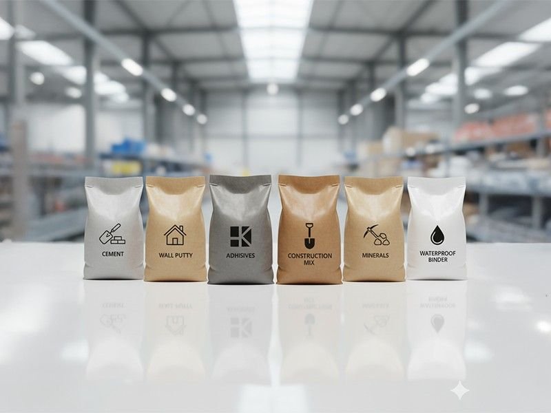 HDPE laminated paper bags for cement, minerals, and adhesives manufactured by a leading Industrial Packaging Supplier.