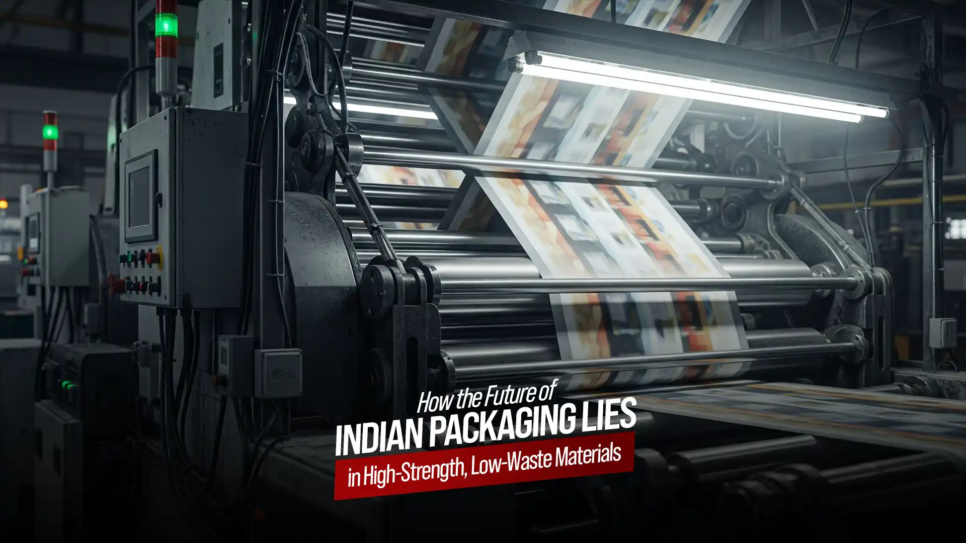 Industrial printing machine producing high-strength poly laminated packaging materials by a leading Poly Laminated Packaging Manufacturer in India