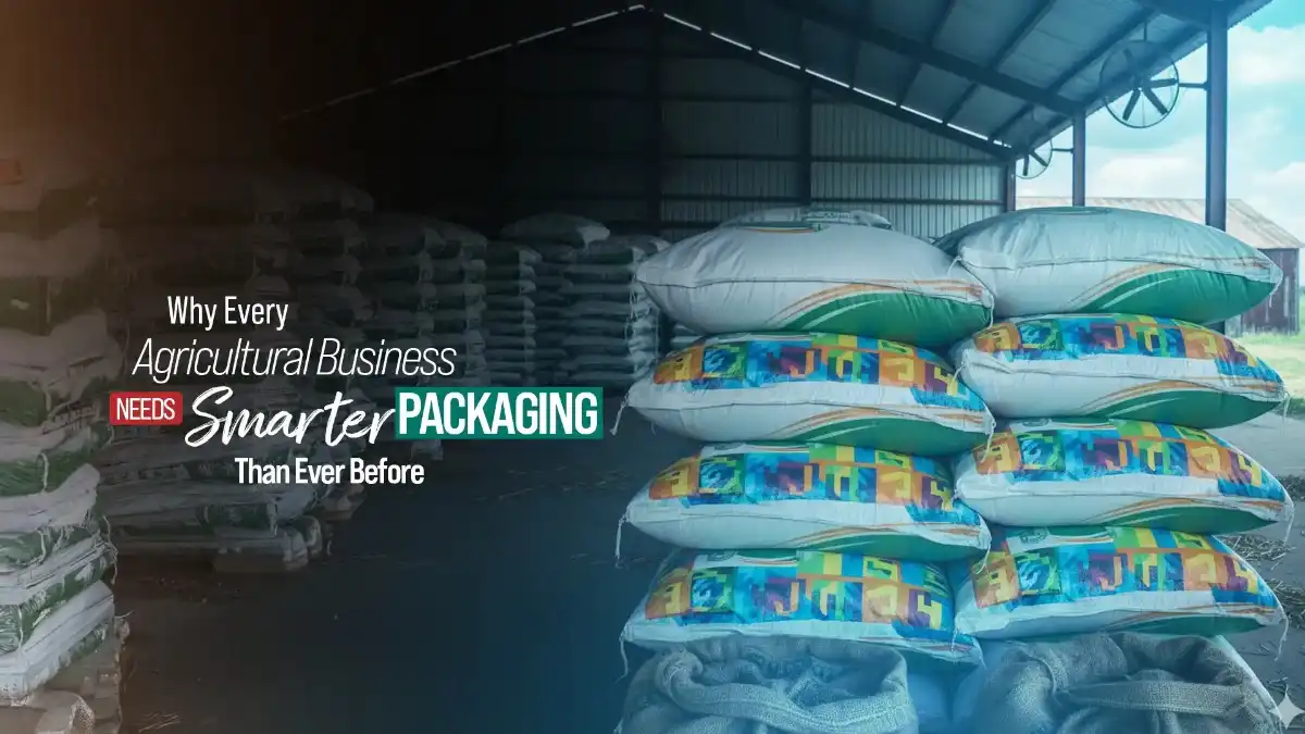 Stacked colorful BOPP laminated bags in warehouse showing durable and high-quality packaging by a top BOPP Bag Manufacturer in India