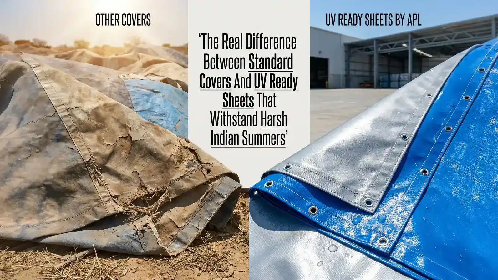 UV resistant tarpaulin sheet comparison with standard covers showing durability and weather protection