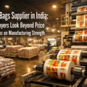 High-capacity factory showcasing a BOPP bags supplier in India with large-scale printing and packaging operations