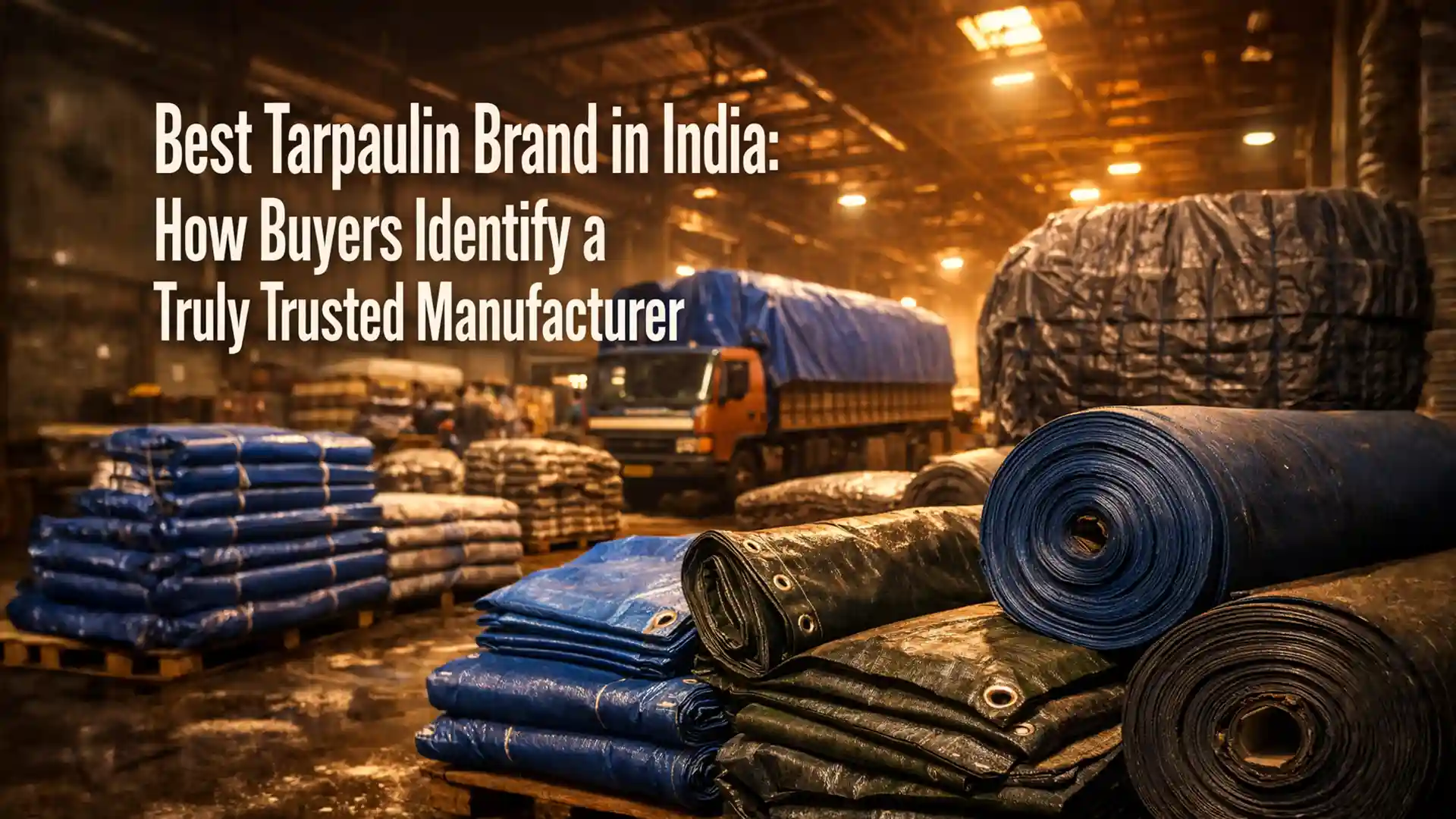 Warehouse storing heavy-duty tarpaulin rolls from the best tarpaulin brand in India for transport and bulk applications