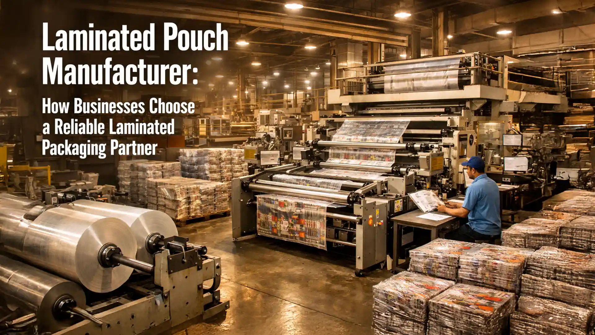 laminated pouch manufacturer operating high-speed laminated packaging machines for flexible packaging production