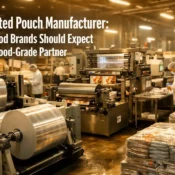Laminated pouch manufacturer facility producing food-grade packaging with hygienic processing and quality control