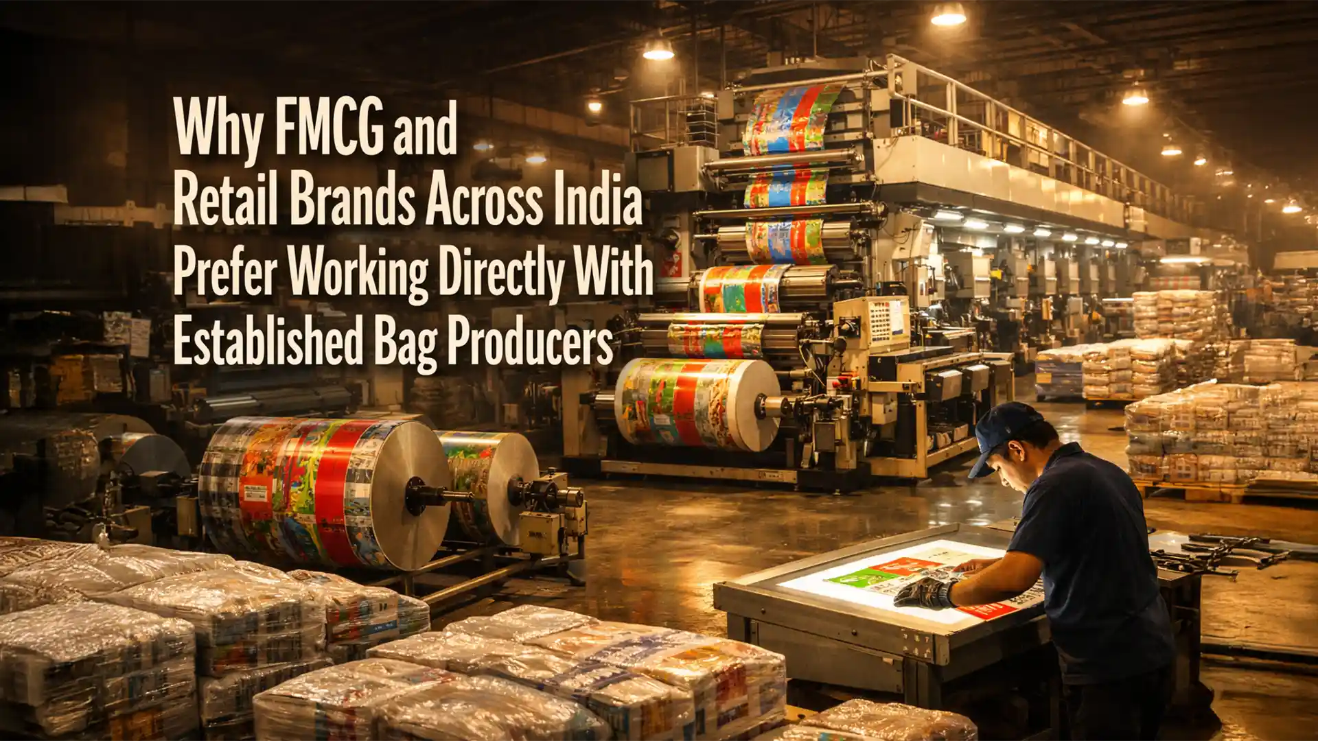 High-capacity packaging facility producing printed BOPP bags, representing an established BOPP bags manufacturer in India