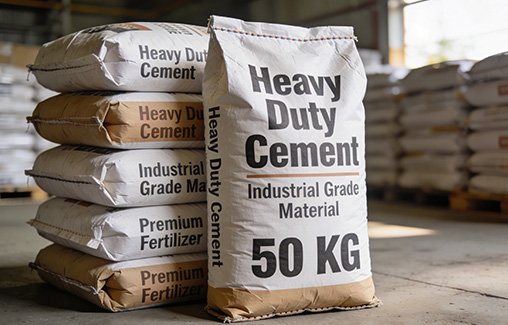 Best BOPP Bags Brand in Bareilly for Heavy-Duty Industrial Packaging Heavy-duty cement and fertilizer sacks showcasing durable packaging from the Best BOPP Bags Brand in Bareilly