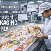 Quality inspection process inside a modern packaging bags factory ensuring consistent print and packaging standards