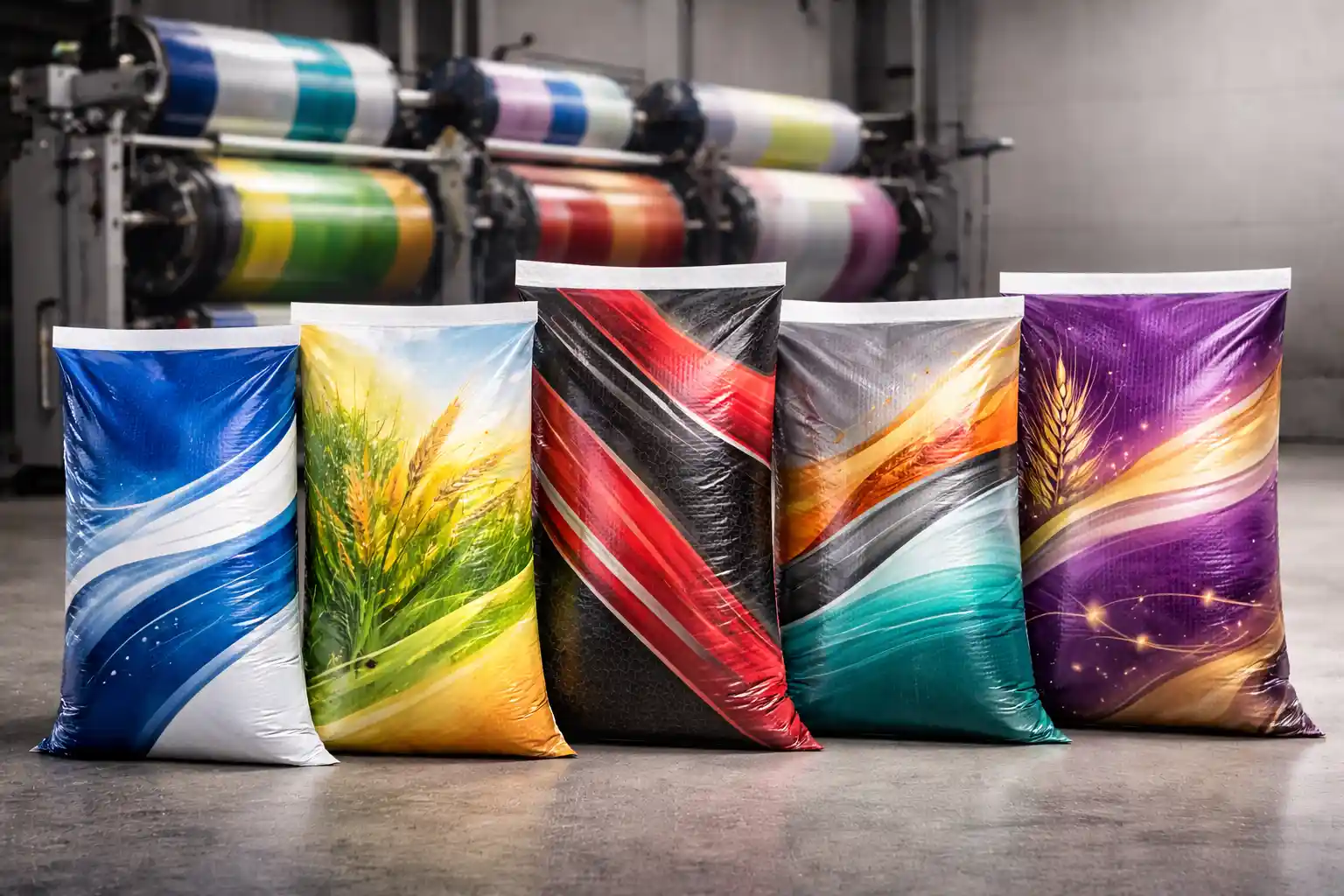 packaging manufacturer producing custom size and printed packaging bags for industrial products and brand packaging