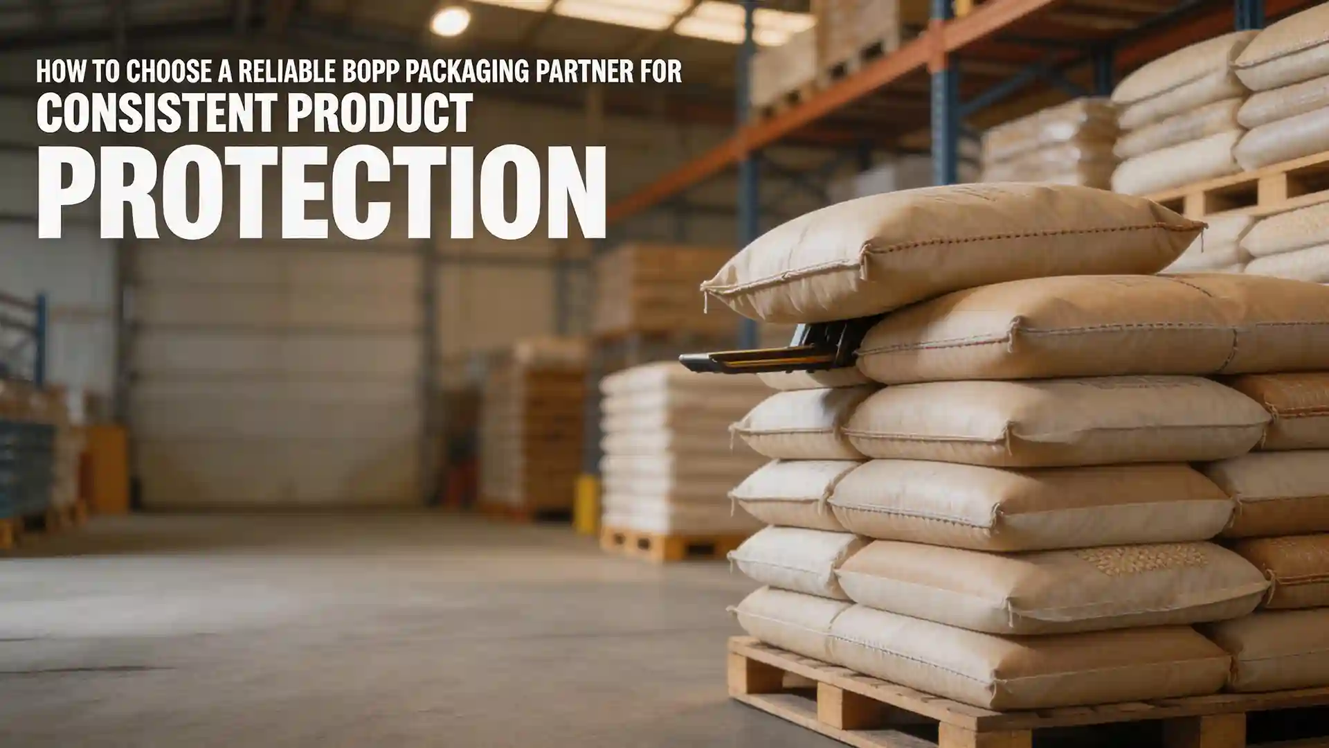BOPP Bags Supplier in India providing durable packaging bags for bulk product storage and transport in a warehouse environment