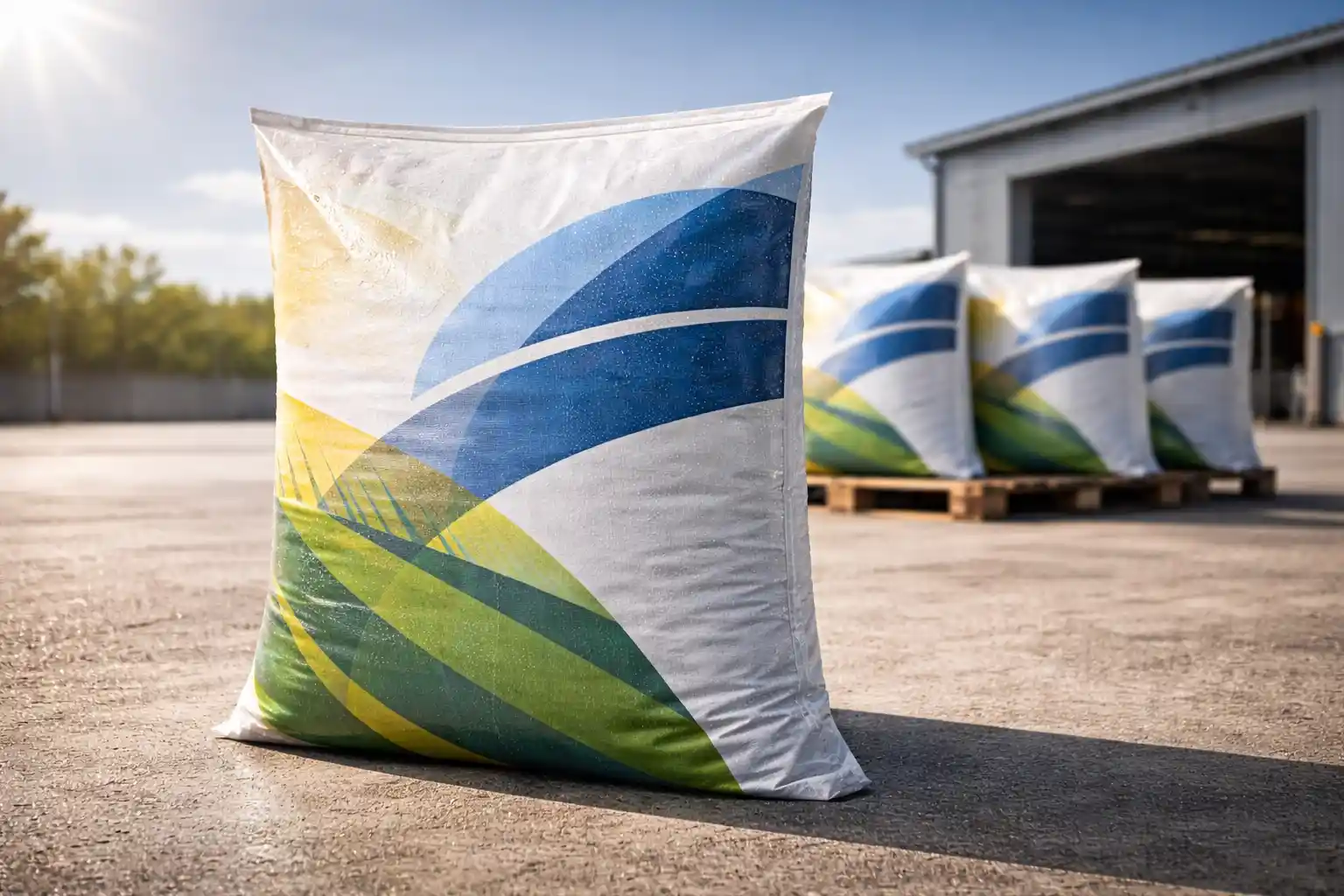 packaging solution in India featuring UV-stabilized woven bags suitable for outdoor storage and bulk material protection