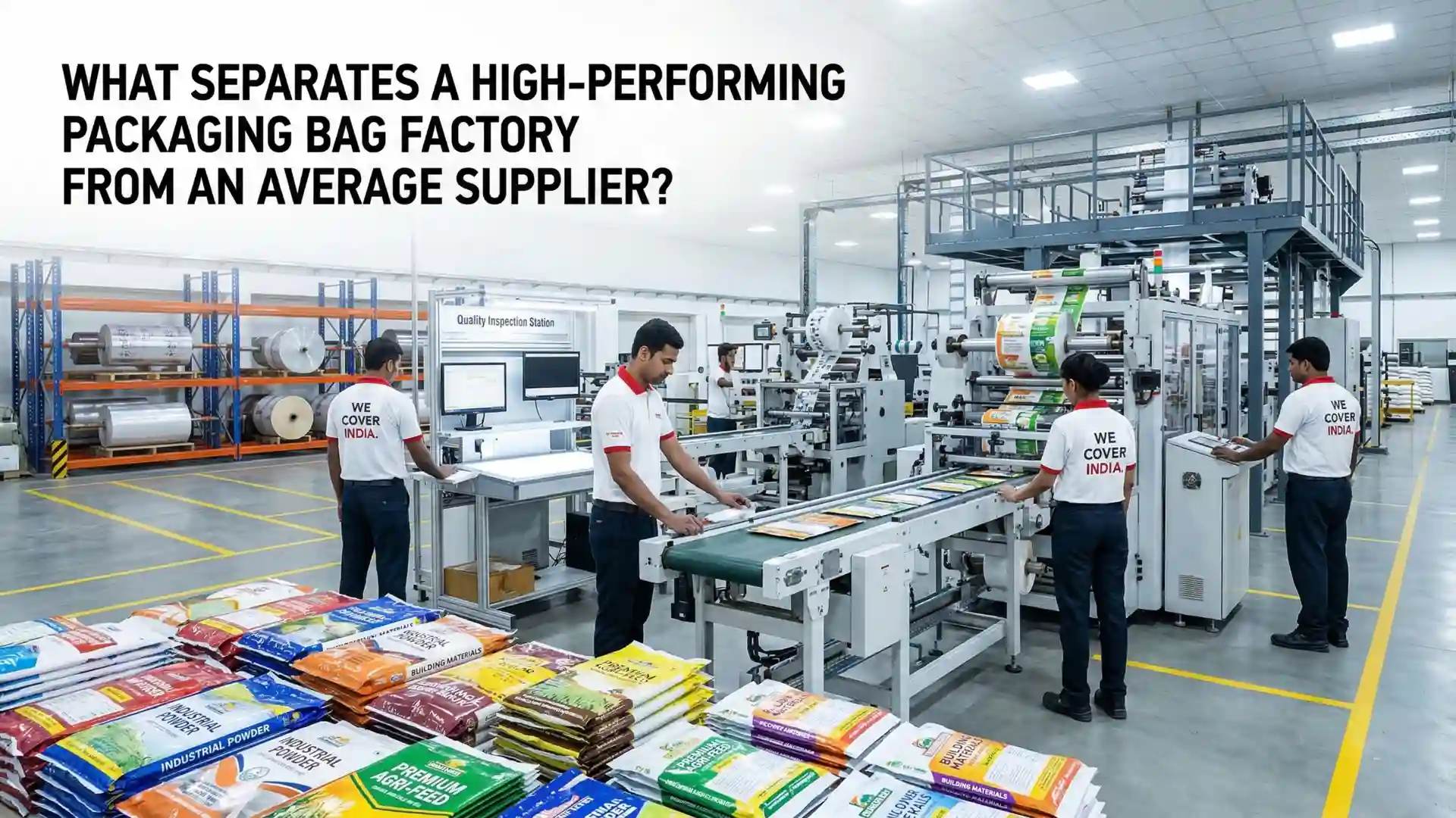 Advanced production line at the Best Packaging Bag Factory in India ensuring quality control and high-volume packaging solutions