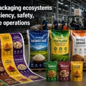 best packaging solution brand in India showcasing flexible packaging bags, laminated rolls, and bulk storage solutions in warehouse