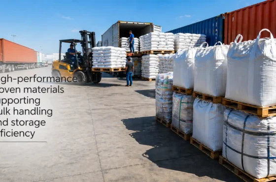 High-performance woven materials supporting bulk handling and storage efficiency