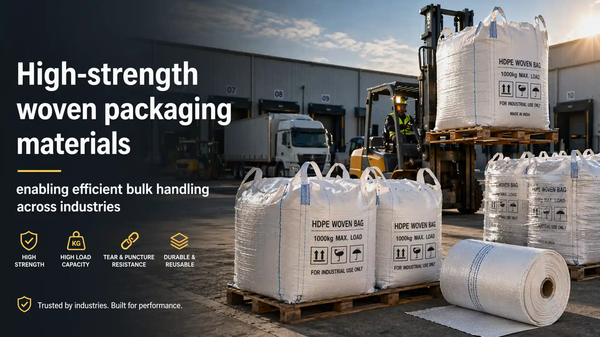 best HDPE woven bags brand in India offering high-strength bulk packaging solutions for industrial use