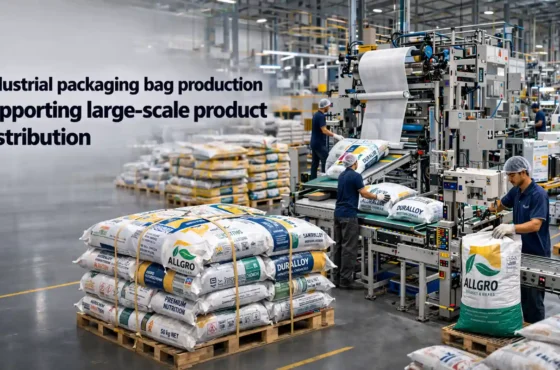 Industrial packaging bag production supporting large-scale product distribution