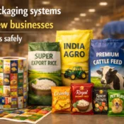 Packaging solution for new business showing laminated pouches, HDPE bags, printed packaging rolls, and flexible packaging products