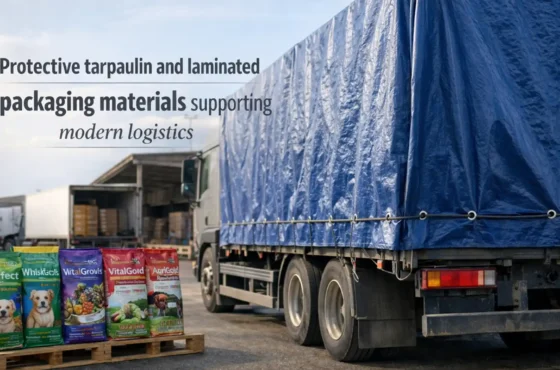Protective tarpaulin and laminated packaging materials supporting modern logistics