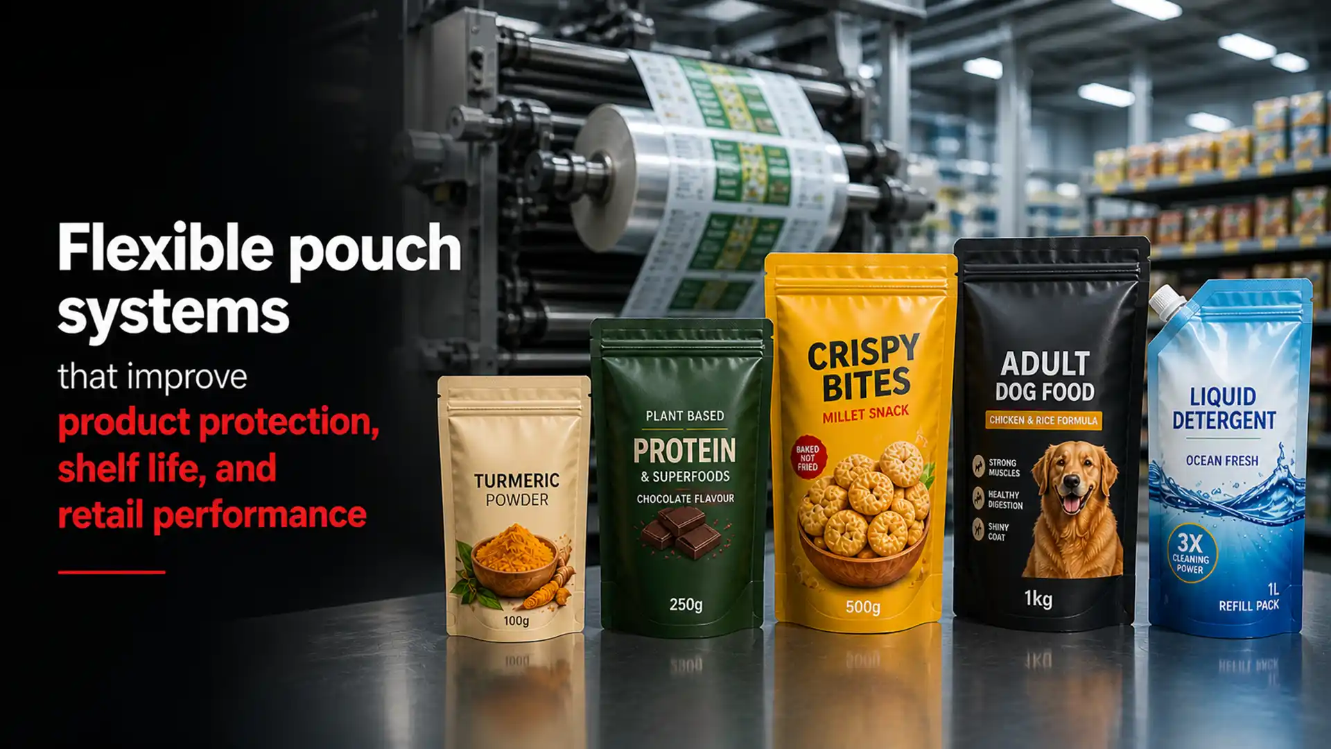 Laminated Pouch Manufacturer in India providing durable flexible pouches for food, pet care, and liquid packaging with enhanced shelf life