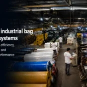 Modern packaging bags factory manufacturing durable industrial packaging bags with advanced production systems for safe storage and transportation