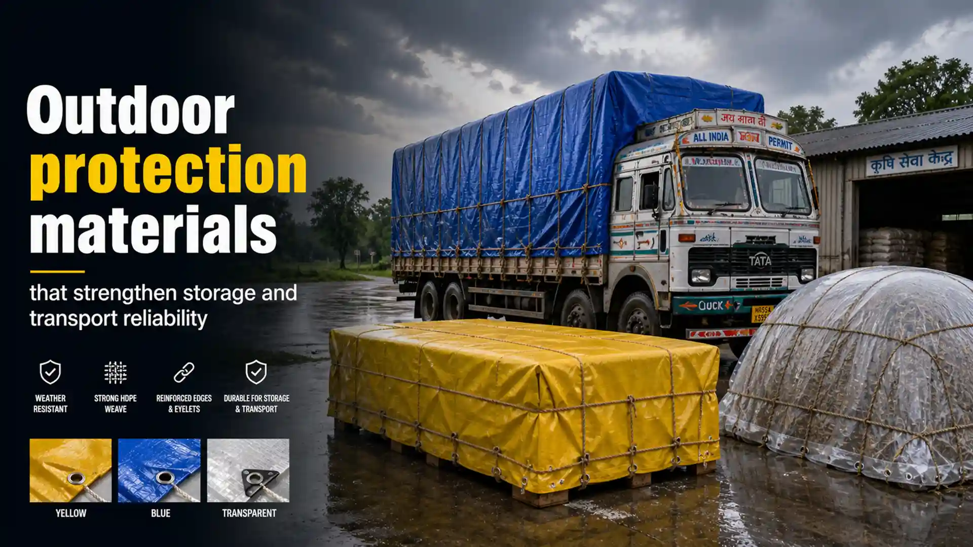 Best Tarpaulin Brand in India used for truck cover and outdoor storage protection against rain and weather