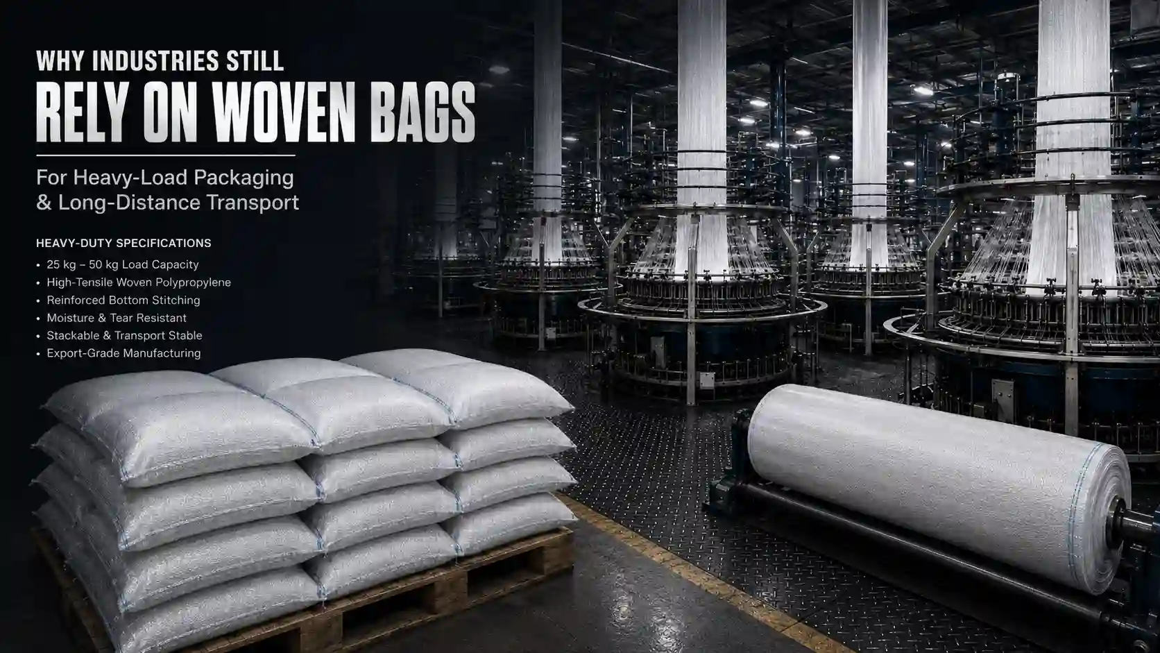 Best HDPE Woven Bags Brand in India offering durable woven bags for heavy-load packaging, long-distance transportation, and secure industrial material handling