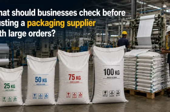 What should businesses check before trusting a packaging supplier with large orders?