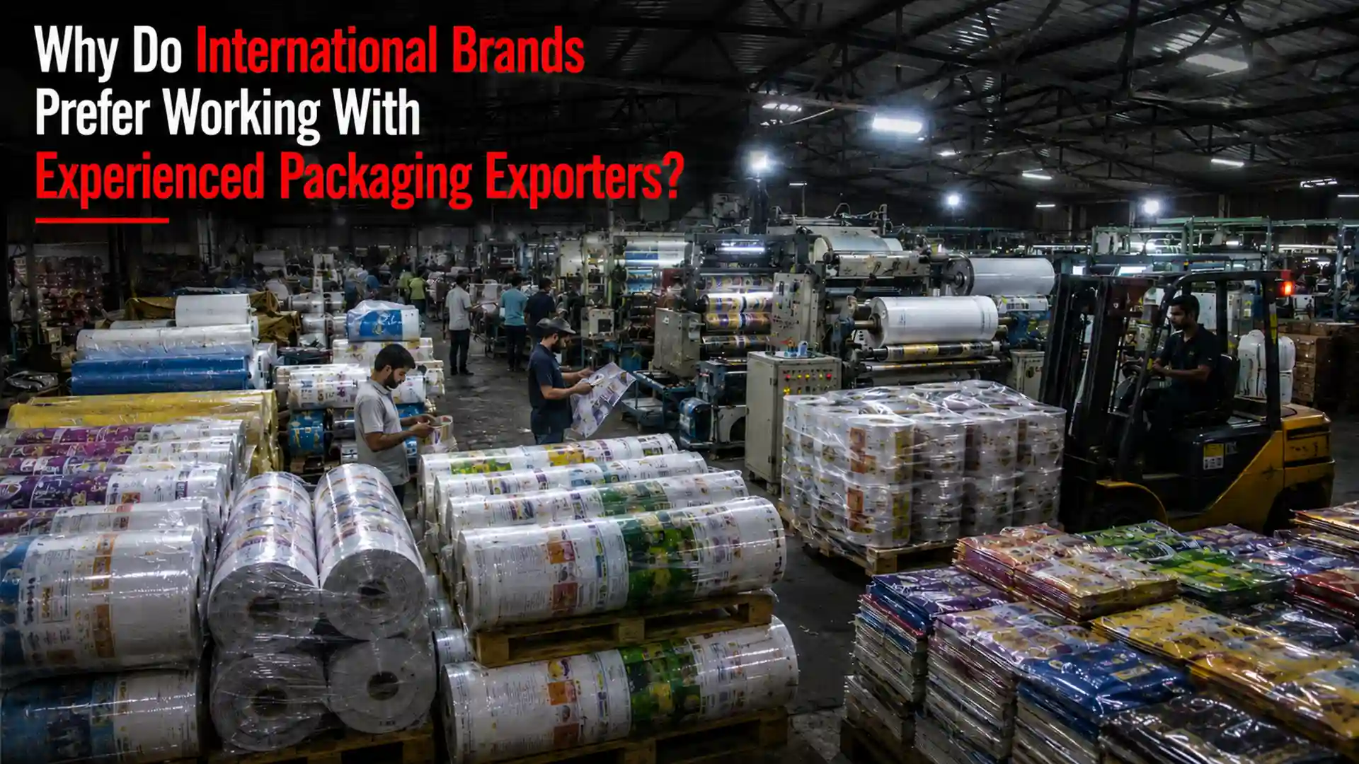 Modern manufacturing facility of a Flexible Packaging Exporter producing high-quality printed packaging rolls for international brands and export markets