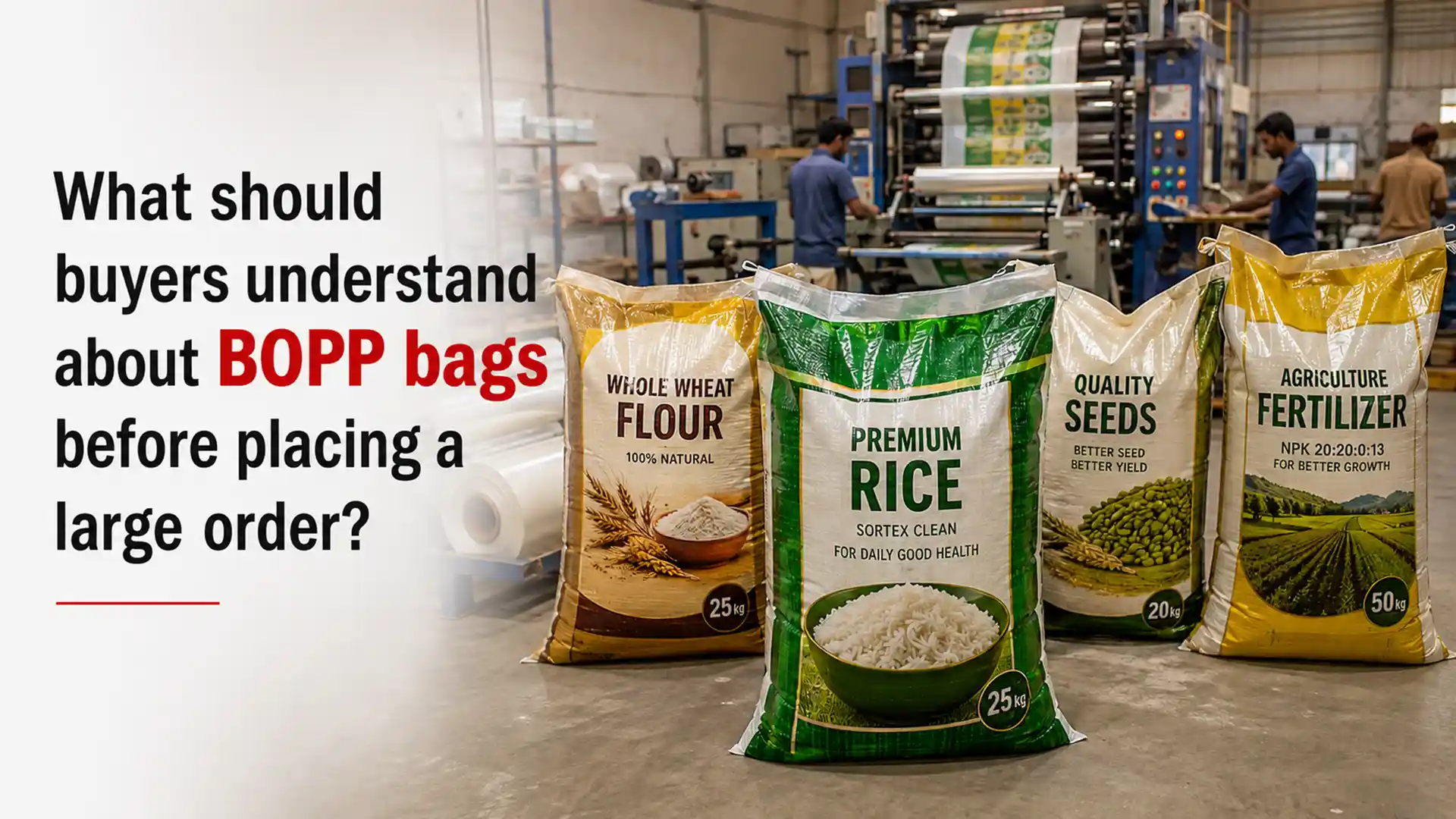 BOPP Bags Manufacturer showcasing printed bags for food, seeds and agricultural products