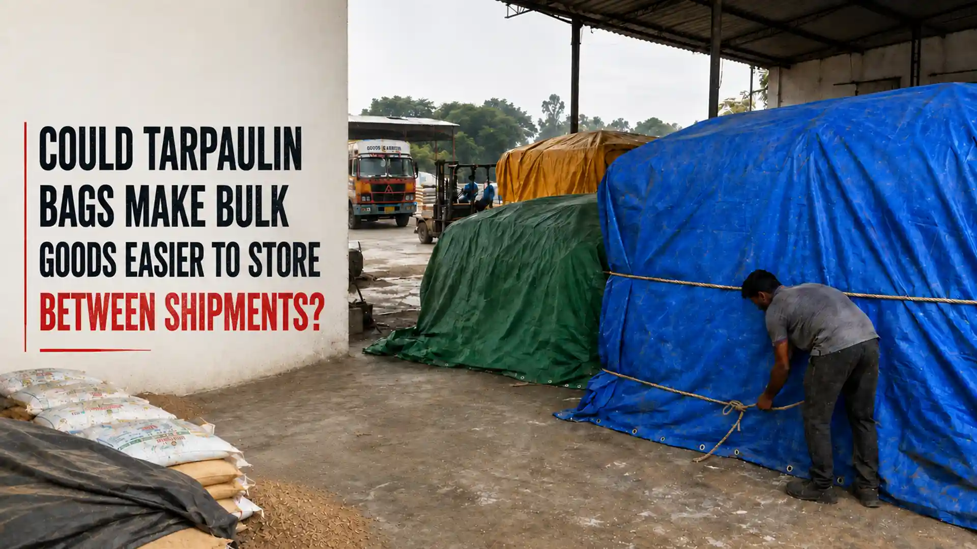 Tarpaulin Bags Manufacturers providing durable covers for protecting bulk goods during warehouse storage between shipments