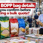 BOPP Bags Manufacturer reviewing printed bag samples, sizes, designs, and packaging specifications before preparing a bulk quotation