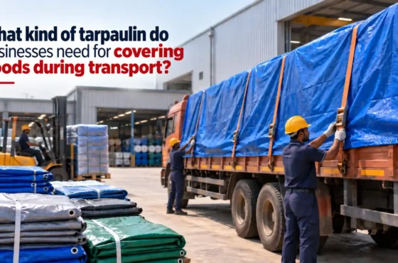 What kind of tarpaulin do businesses need for covering goods during transport?