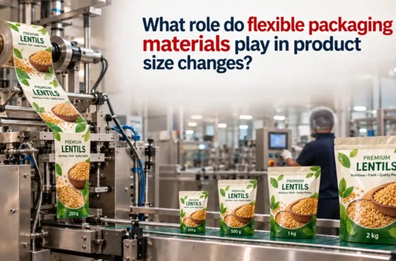 What role do flexible packaging materials play in product size changes?