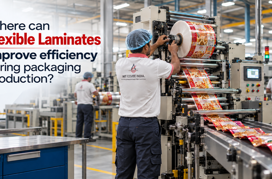 Where can flexible laminates improve efficiency during packaging production?